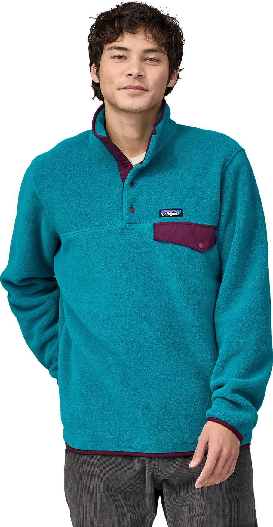 Patagonia Shelled Synchilla Snap T Hoodie Blue Black Fleece Jacket Men’s  Large L