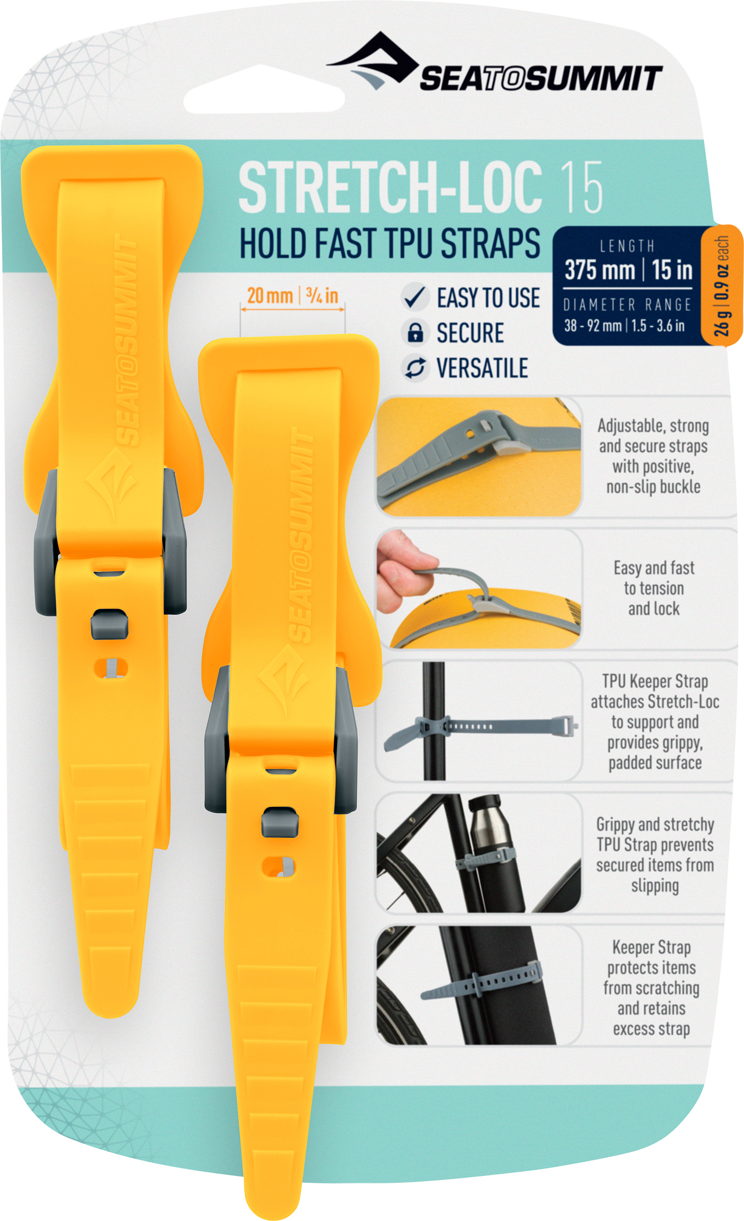 Sea To Summit Cinghie Elastiche Stretch-Loc - 2 Pezzi Per Escursionismo E Trekking - Foto 6