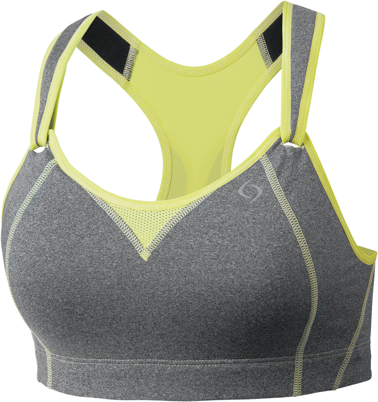 NWT RBX ACTIVE Sports Bra Gray Beige Race Back Straps Padded Size