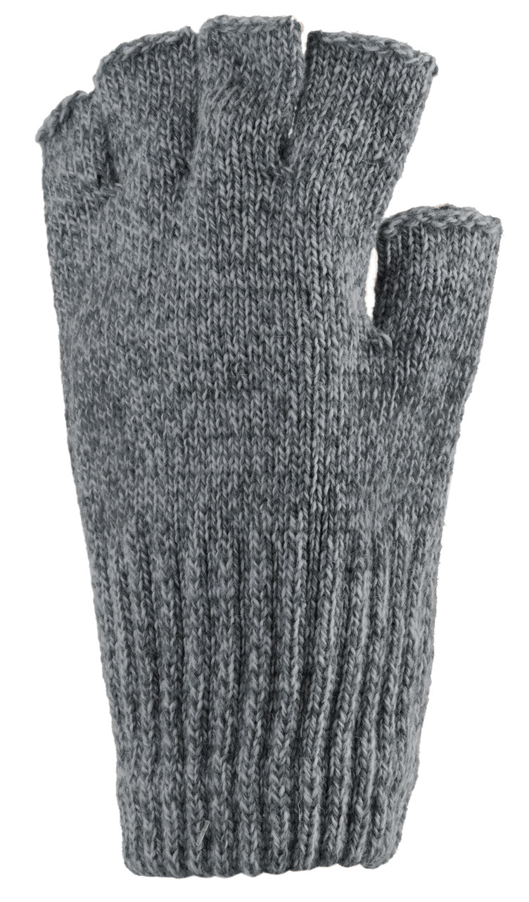 Polar Wear Mens Fingerless Ragg Wool Gloves With Inner Fleece Palm Lining  (L/XL, Charcoal) at  Men's Clothing store