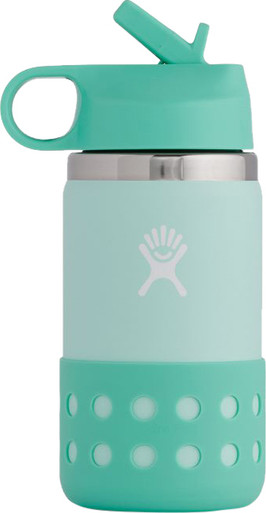 Hydro Flask Kids Wide Mouth Straw LID and Boot Honeydew 12 Oz Lake