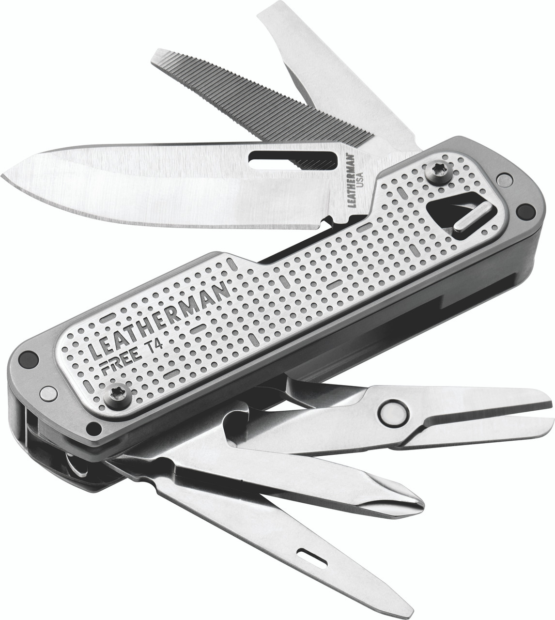 Leatherman FREE T4 - Outil Multifonction 12 Fonctions - Couleur Lunaire - Neuf