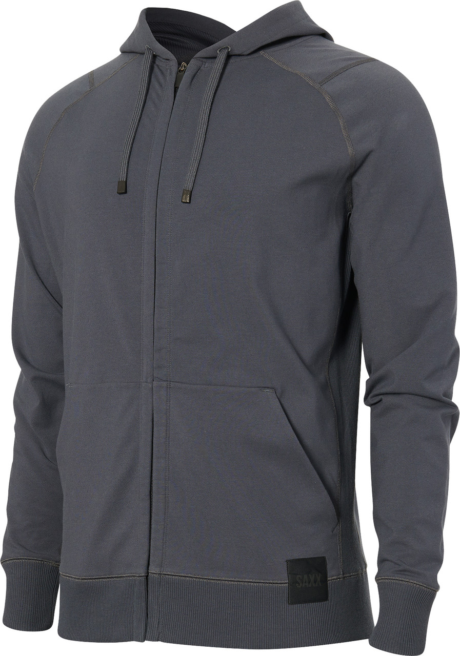 SAXX Men's Down Time Full Zip Split Kangaroo Pocket Fleece Hoodie