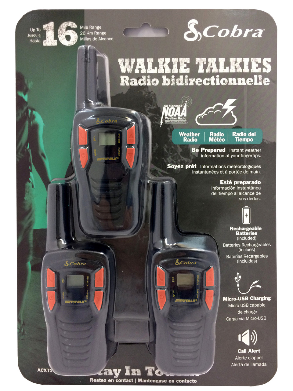 Cobra Talkie-walkie ACXT145, 26 km, ensemble de 2