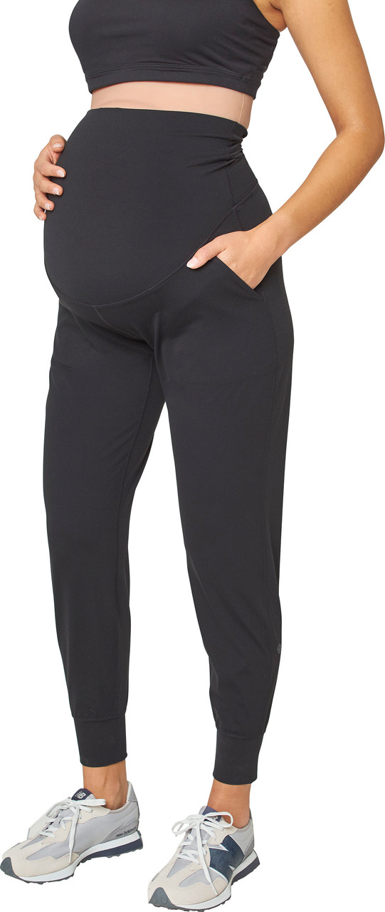 V VOCNI Women's Maternity Pants Maternity Activewear Jogger Track Cuff  Sweatpants Over The Belly Stretchy Pregnancy Pants Black&Black,Small at   Women's Clothing store