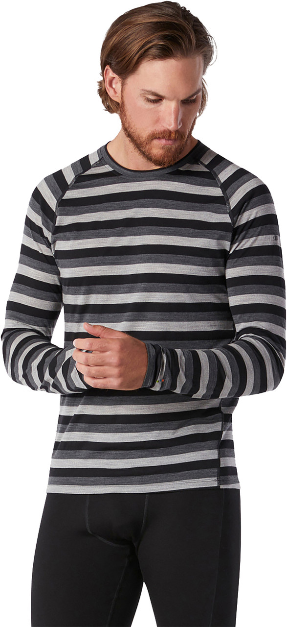 Men's merino 150 base clearance layer micro stripe long sleeve