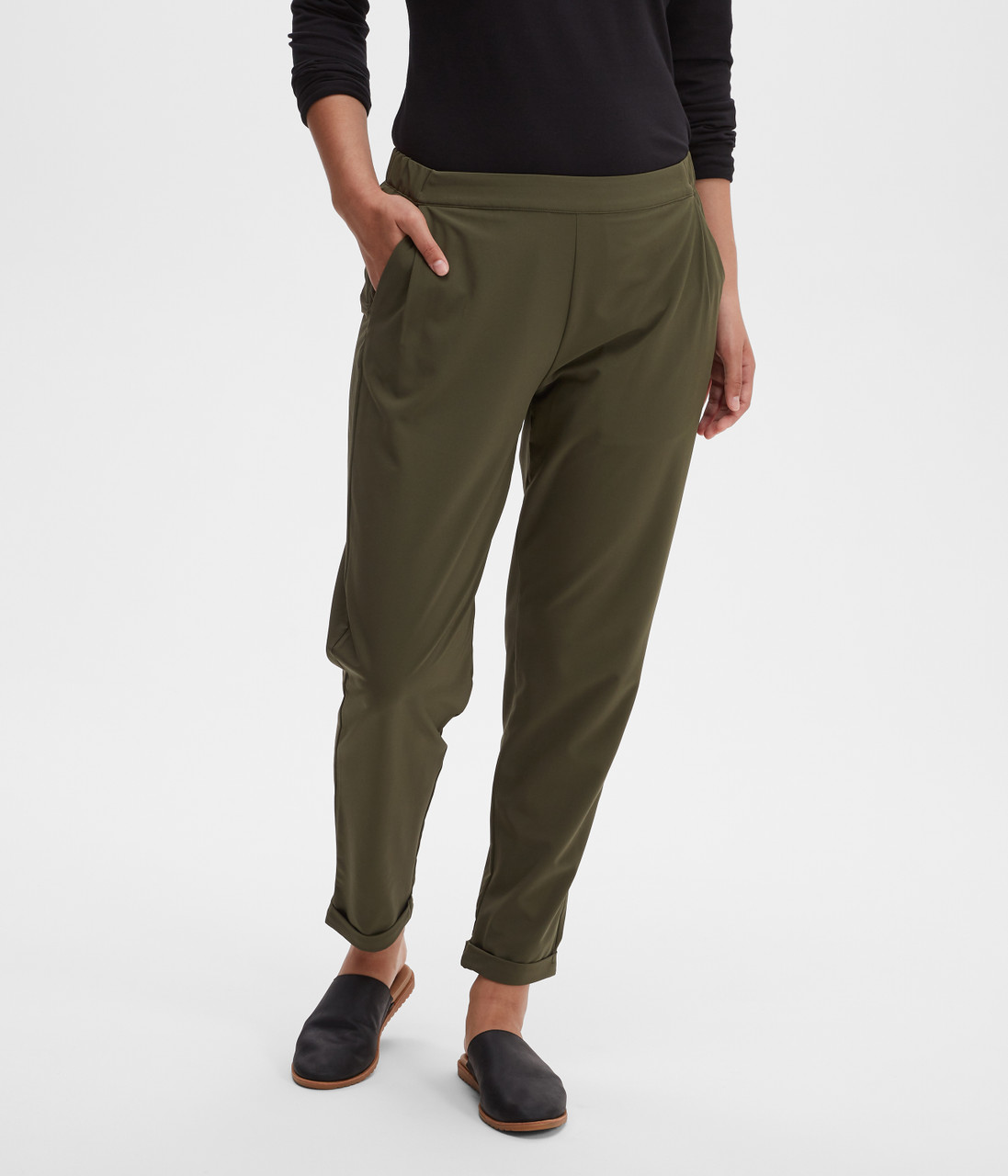 Garnet Hill Recycled Commuter Trousers Athleisure Pants M Dark Olive Mod  Ankle