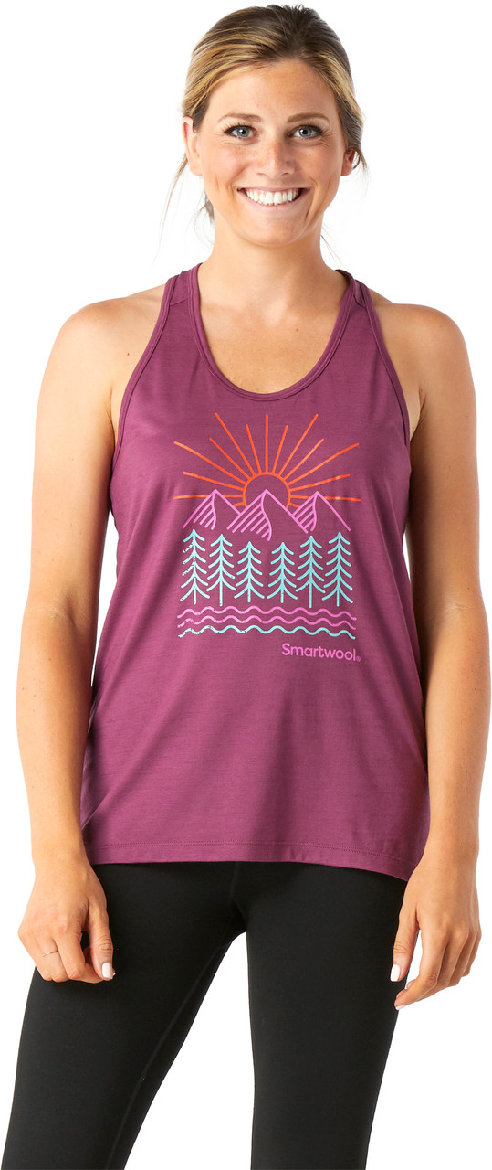 Smartwool Women's Active Merino Wool High Neck Tank Top - Relaxed Fit For Hiking & Everyday