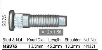 Wheel Stud M12 x 45.2mm osc WS16S375 Snake Racing
