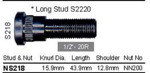 Wheel Stud 1/2" x 43.9 mm - osc - WS12-S218