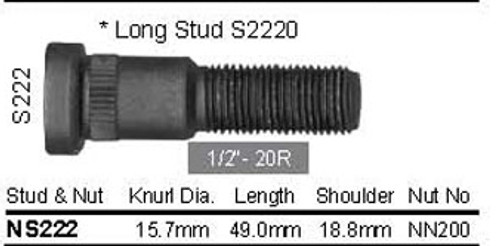 Wheel Stud 1/2" x 49 mm - osc - WS12-S222