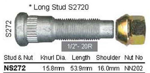 Wheel Stud 1/2" x 53.9mm - osc - WS13-S272