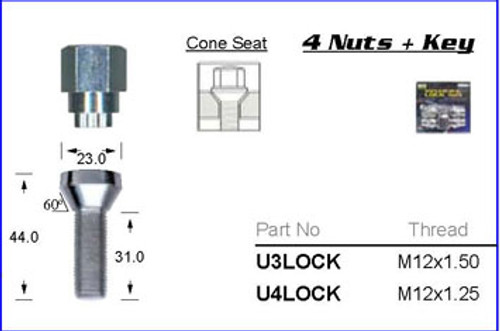 M12 x 1.25 Chrome Lock Nut - osc - WN38-U4LOCK