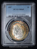 PCGS MS65 1887 Morgan Dollar Target rainbow toning both side!!