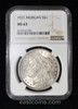 NGC MS 63 - 1921 Morgan Silver Dollar $1,  Nice White Lustrous Coin