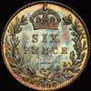 MS64 1898 Great Britain 6 Pence Rainbow Toning