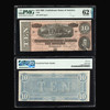 PMG 62 1864 Confederate States of America $10 T-68 UNC