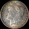 PCGS MS63 1885 MORGAN DOLLAR ~ PRETTY BLUE/GOLD RIM TONING ON BOTH SIDES!