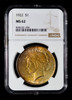 NGC MS62 1922 Silver Peace Dollar - golden toning!