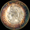 PCGS MS64 1948 Mo Mexico Cuauhtemoc Silver 5 Peso beautiful target toning!