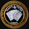 .999 Silver Four Queens Casino Las Vegas Nevada Man's 4 Vices Cards $10 limited edition gaming token 0.6 oz SM2189