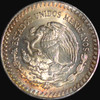 PCGS MS66 1982 Mo Mexico 1 Silver Onza, rainbow toned!