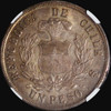 NGC MS62 1884 SO Chile Silver 1 Peso - toned!!