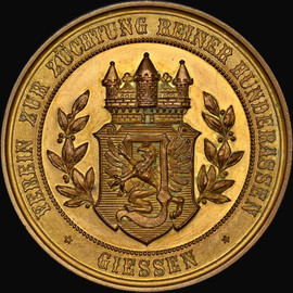 NGC MS63 1899 German States: Hesse. Ernst Ludwig gilt bronze "International Dog Exhibition - Giessen" Medal