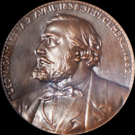 NGC MS66 1882 France Leon Gambetta Bronze Medal by Oscar Roty 68 MM