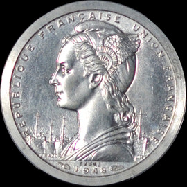 PCGS SP63 1948 Madagascar 1 Francs, Paris Piefort ESSAI - Mintage 104