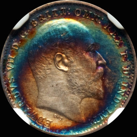 PF 65 MATTE 1902 Great Britain 3 Pence ， beautiful toning