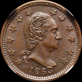 NGC MS64 1863 Washington - New York Civil War Token, Baker-474, Fuld-110/442a