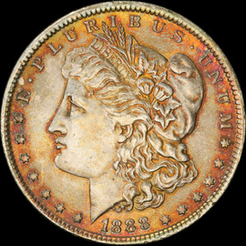 PCGS MS63 1888 P Silver Morgan Dollar - reddish toning both side