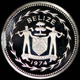 BELIZE 1974 FM Sterling SILVER Proof Coin $ 5 Bird KM # 44 SM2170