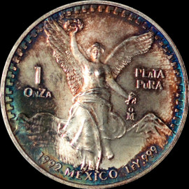 PCGS MS66 1992 Mo Mexico Silver Libertad Onza - Monster Toner!!!