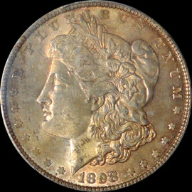 PCGS MS63 1898 Morgan Silver Dollar, Brilliant Uncirculated, Softly Toned