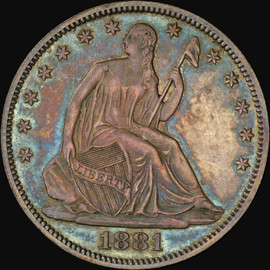 PCGS PR63 1881-P PROOF Seated Liberty US Silver Half Dollar Mintage 975 toned!