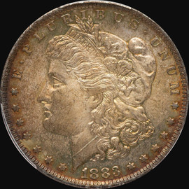 PCGS MS65 1883 O Morgan Silver Dollar - beatiful toning both side!