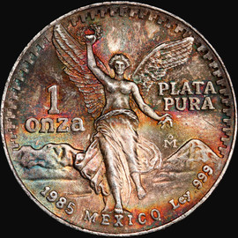 PCGS MS67 1985 Mo Mexico Libertad 1 Silver Onza, fantastic toning!!!