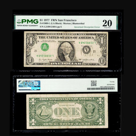 PMG 20 1977 San Francisco Small Size INVERTED OVERPRINT ERROR $1