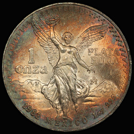 PCGS MS66 1982 Mo Mexico Libertad Silver 1 Onza,  beautiful toning both side!!
