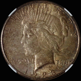 NGC MS62 1923 S Silver Peace Dollar $1 Better Date Nice Original Toning!!
