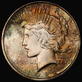 PCGS MS64 1922-D Silver Peace Dollar toned!!!
