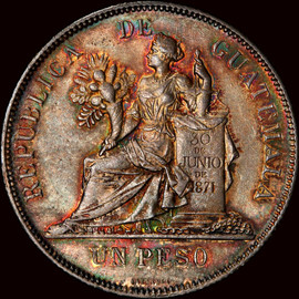 MS63 1894 Guatemala Peso - Monster toning!