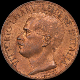 PCGS MS64RB 1911-R Italy 10 Centesimi, Sharply struck