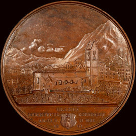 SP63BN 1861 Switzerland Confederation "Great Fire of Glarus" Specimen Medal