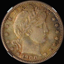 NGC MS63 1900 BARBER QUARTER - toned