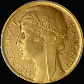 PCGS SP64 1930 France Physical Education Gilt Bronze Medal
