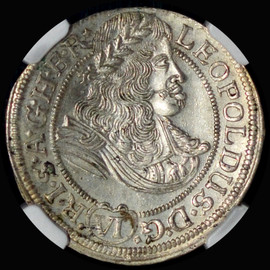 NGC MS65 1673 SHS Austria Breslau Silver  6 Kreuzer, KM507