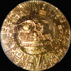 PCGS MS70 2021 Palau Inca Sun God Ultra High Relief 1 oz Silver Gilt - First Day of Issue $5